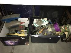 2 boxes of toys including Star Wars, plastic animals etc.