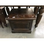 A Victorian commode with blue and white pot