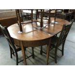 A pair of Victorian mahogany 'D' end tables with middle leaf dining table