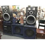 4 large speakers and base amplifier