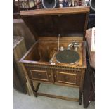 Oak cabinet gramaphone record player