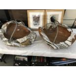 2 heavy carved wooden planters