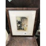 An original Punch cartoon 1932 hand coloured in maple frame