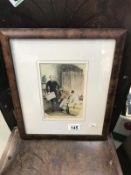 An original Punch cartoon 1932 hand coloured in maple frame