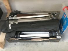 A box of tripods etc.