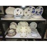 2 shelves of part dinner sets etc.