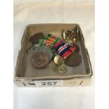 2 WWII medals, cuff links etc.