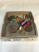 2 WWII medals, cuff links etc.