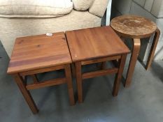 3 wooden stools