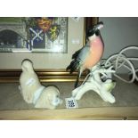 A Karl Ens bird and Valercia porcelain dog