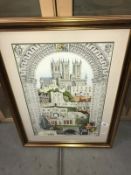 A signed print of Lincoln landmarks No.