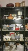 5 shelves of kitchenalia including Krups coffee maker, pestle and mortar etc.