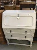 A shabby chic painted 1930's oak bureau