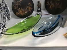 2 heavy art glass bowls