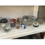 A collection of paperweights