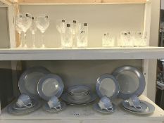 A 20 piece Royal Doulton tea and dinner set and 4 sets of 2 Doulton crystal glasses and 4 bohemian
