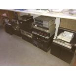 A large lot including reel to reel tape recorders, Hi-Fi, microphones, speakers, etc.