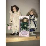 3 collectors porcelain dolls,