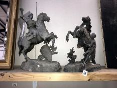 2 Victorian spelter horses A/F