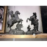 2 Victorian spelter horses A/F