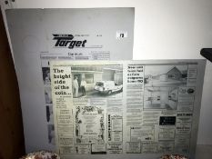 2 Lincoln Target 1987 newspaper pages printed on metal sheets