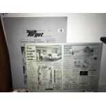 2 Lincoln Target 1987 newspaper pages printed on metal sheets