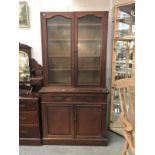 A Victorian oak glazed top bookcase