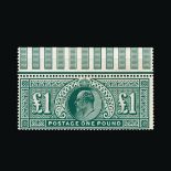 Great Britain - KEVII : (SG 320) 1911-13 SH £1 deep green, centred to SW, a top marginal example,