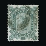 Great Britain - QV (surface printed) : (SG 131) 1867-83 wmk Anchor blued paper 10s grey-green, GF,