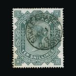 Great Britain - QV (surface printed) : (SG 128) 1867-83 wmk Cross 10s greenish grey, HB, a few