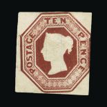 Great Britain - QV (embossed) : (SG 57) 1847 10d deep brown, 3 margins, some old faded manuscript at