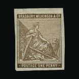 Bradbury Wilkinson Collection : DUMMY STAMPS: 1879 CAPE OF GOOD HOPE ONE PENNY ESSAY in brown,