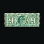 Great Britain - KEVII : (SG 266) 1902-10 DLR £1 dull blue-green, light gum toning, possible trace of