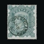 Great Britain - QV (surface printed) : (SG 128) 1867-83 wmk Cross 10s greenish grey, ED, centred