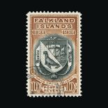 Falkland Islands : (SG Z64) 1933 Centenary 10s, with partial SOUTH GEORGIA cds AP 24 (?), very