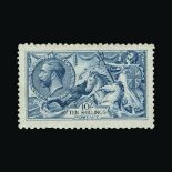 Great Britain - KGV : (SG 411/3N70(3)) 1915 10/- De La Rue, the rare Bright 'Cambridge' Blue