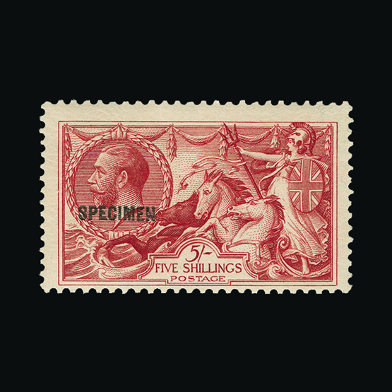 Bradbury Wilkinson Collection : GREAT BRITAIN: 1918-19 Seahorses 5s. With 'SPECIMEN' type 32