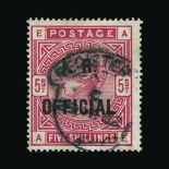 Great Britain - Officials : (SG O9a) 1884-88 INLAND REVENUE 5s rose, whitepaper, wmk Anchor, perf