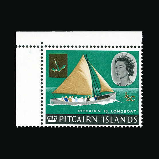 Pitcairn Islands : (SG 59a) 1967 ½c on ½d an unmounted mint corner single with deep brown omitted (