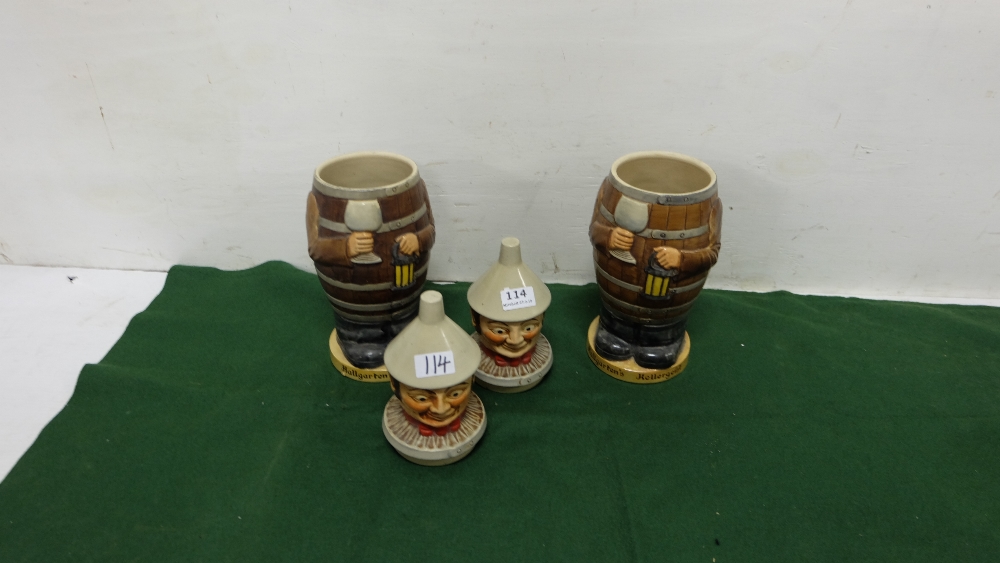 Matching Pair of “Hallgarten’s” comical beer jugs with lids, in the figure of barrel-shaped men, - Image 2 of 2