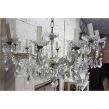 12-branch “Marie Therese” Glass Chandelier, with multiple cut glass droplets and beaded swags, (