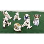 7 Crown Derby Miniature Ornaments – 4 x bears, pig, sheep and puppy (7)