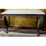 19thC Mahogany Console Table (possibly Irish, number stamped) a reeded base over two acanthus carved