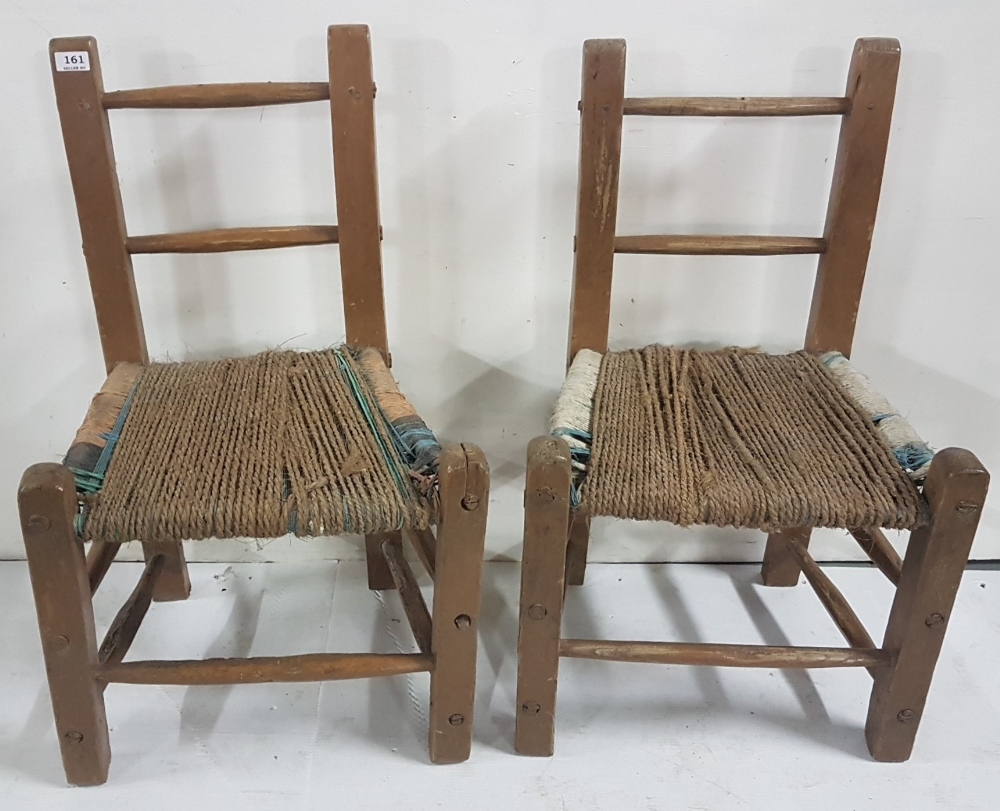 Matching Pair of Irish Sugan Kitchen Chairs, 32”h x 20”w (2)