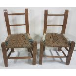 Matching Pair of Irish Sugan Kitchen Chairs, 32”h x 20”w (2)