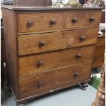 Victorian Mahogany Chest of Drawers (2 short over 3 long), on turned feet (part of top rim missing),