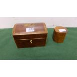 Small Inlaid Trinket Box with hinged lid decorated with farming scene (16cm w) & a small octagonal
