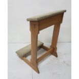 Prayer Kneeler, pine frame, labelled “C Bull, Dublin”, 23”w