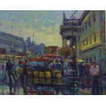 NORMAN TEELING “College Green”, oil on board, 49cm x 60cm in frame