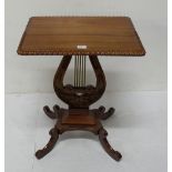 Mahogany Occasional Table, with rectangular shaped reeded top above a lyre shaped base, 4 turned